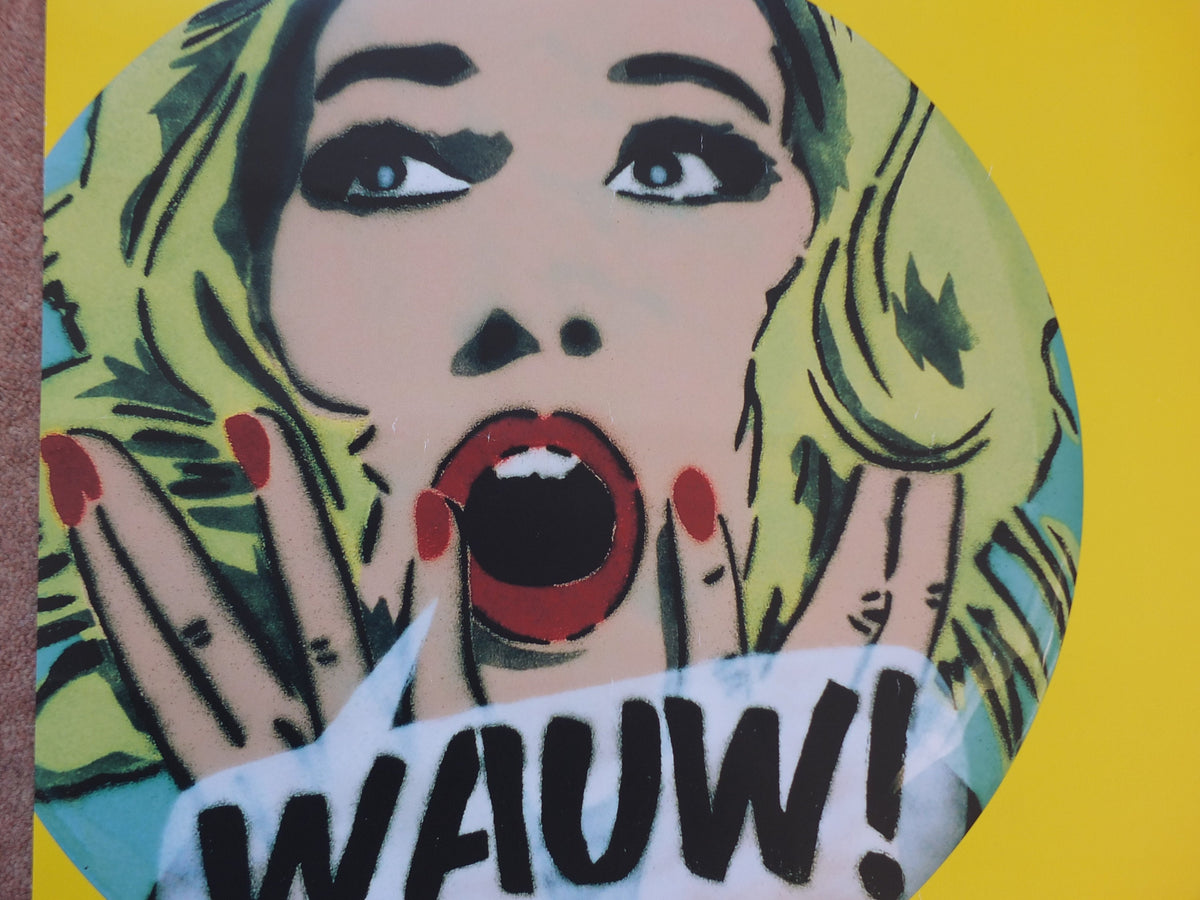 Scandinavian Danish Design poster Fake wow yellow amaze astonish surprise Britta Madsen Soren Gottrup wall art 2016 1950s pop art style