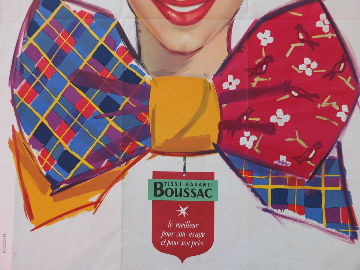 1954 Francoise by Pierre Couronne Poster, Vintage Tissu Garanti Boussac, advertising wall art decor, Kodachrome