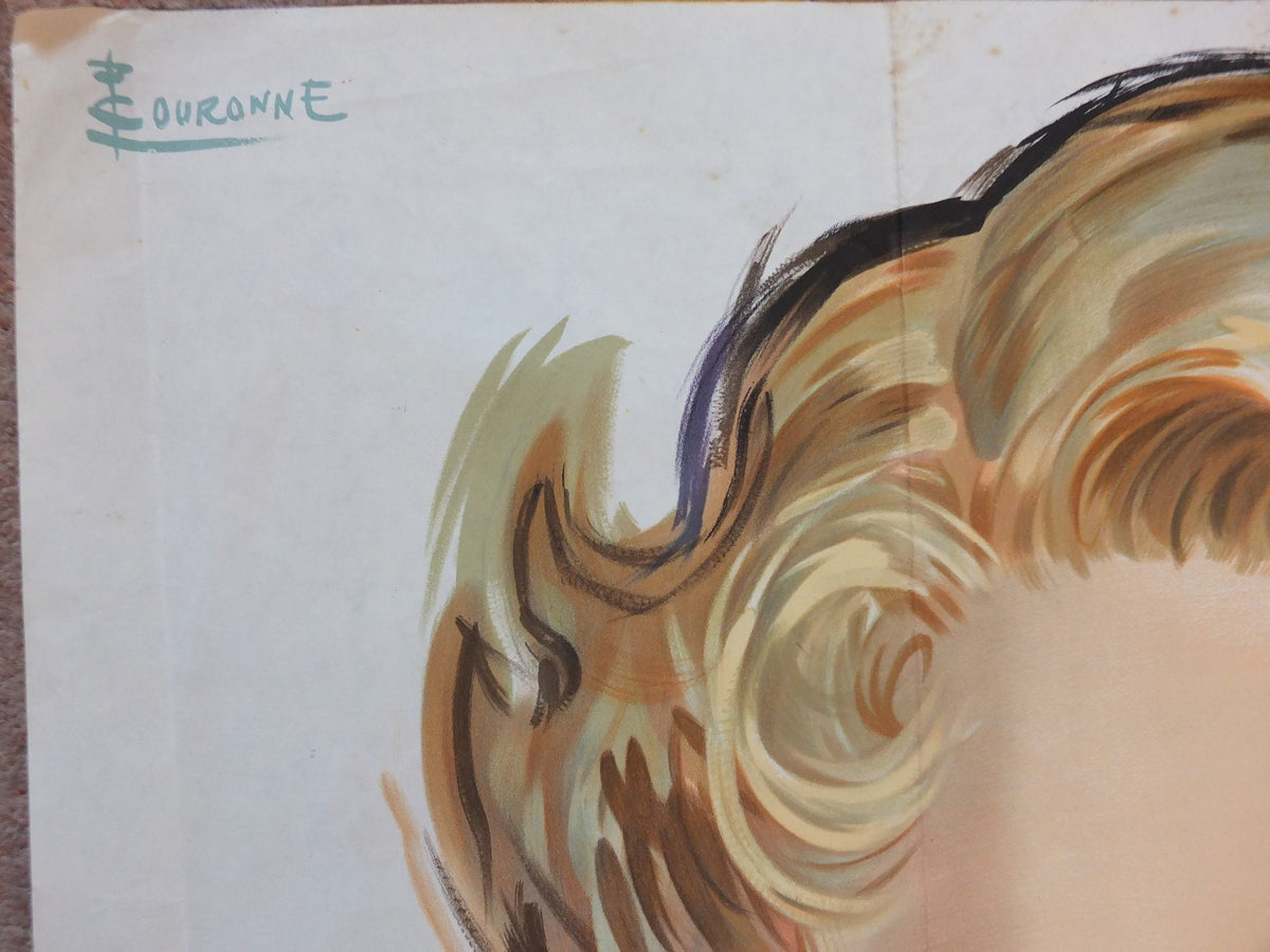 1954 Francoise by Pierre Couronne Poster, Vintage Tissu Garanti Boussac, advertising wall art decor, Kodachrome