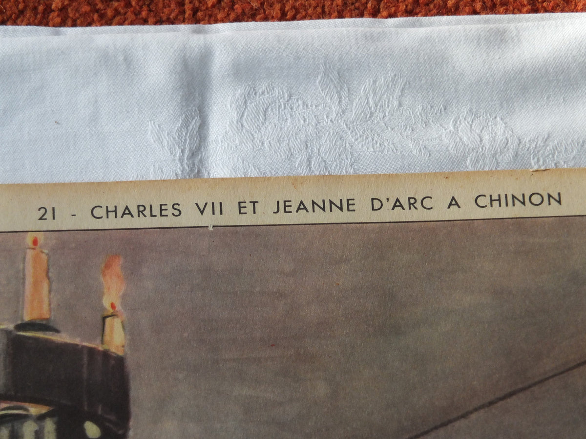 Vintage Rossignol double sided French school poster Joan of Arc educational history