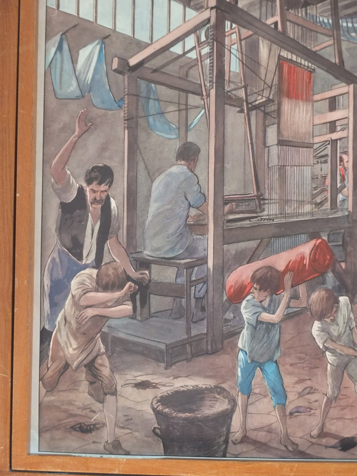 Vintage Rossignol double sided French school poster 1950s 1960s weaving cloth fashion materials wool cotton fabric dying colonialism Algeria