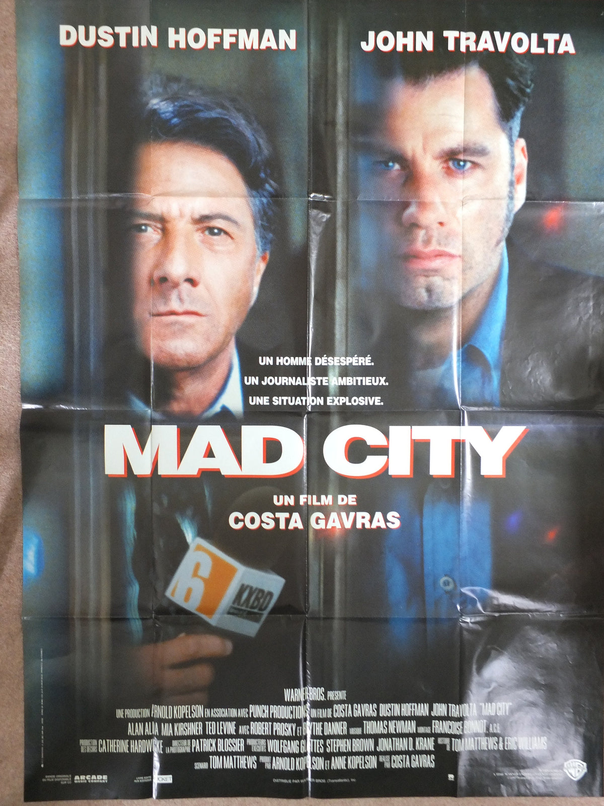 Original Vintage French Movie Poster Mad City 1997 wall art affiche de film John Travolta Dustin Hoffman