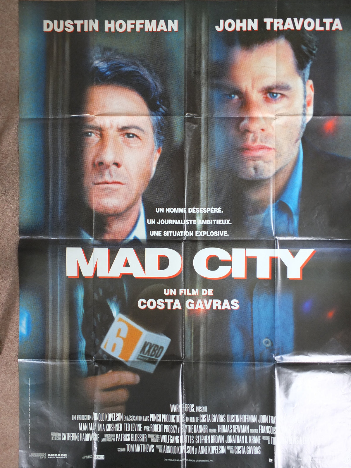 Original Vintage French Movie Poster Mad City 1997 wall art affiche de film John Travolta Dustin Hoffman