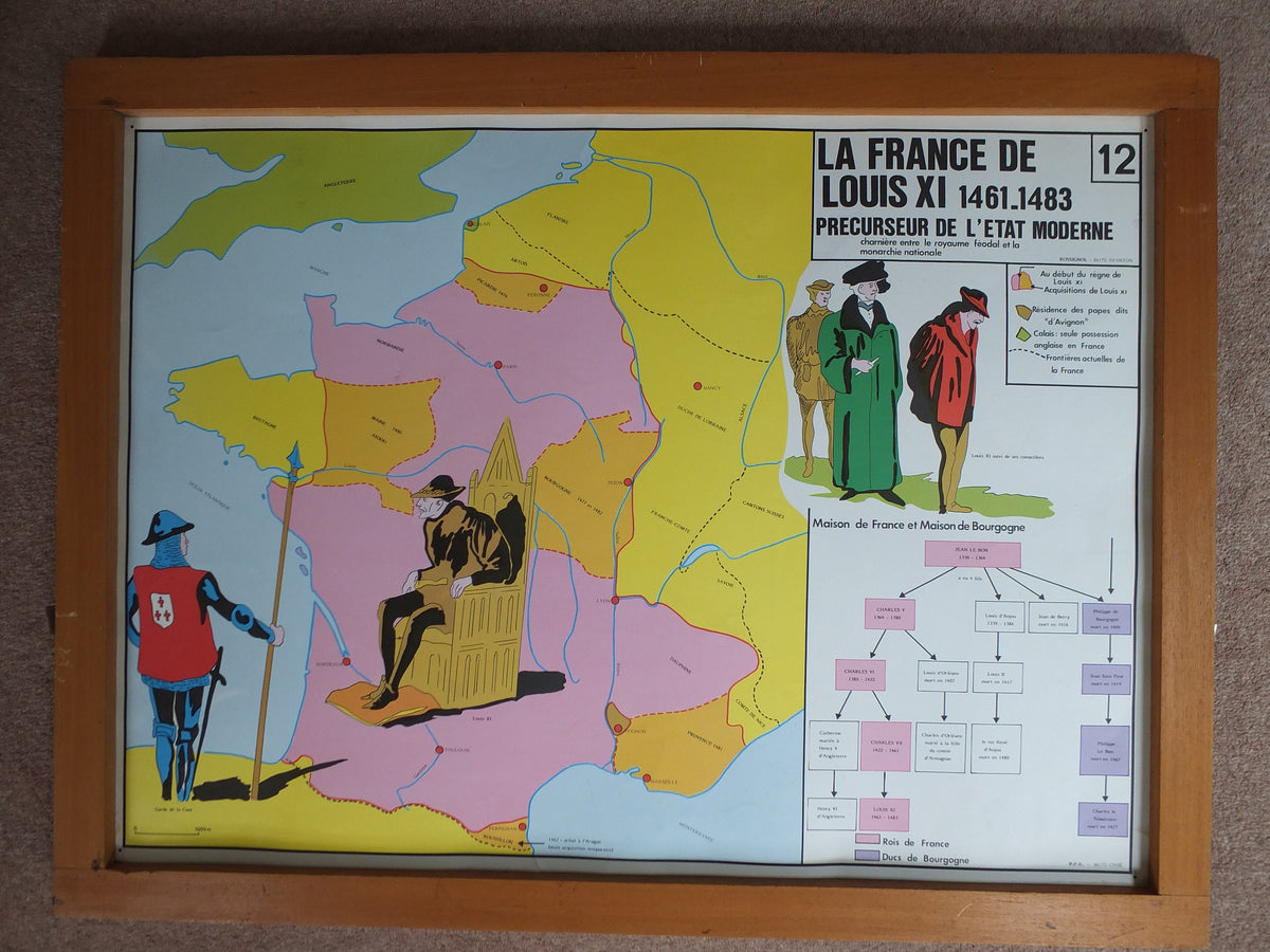 Original Vintage Rossignol French school poster One Hundred Years War Joan of Arc Louis 11 XI 1960s wall art