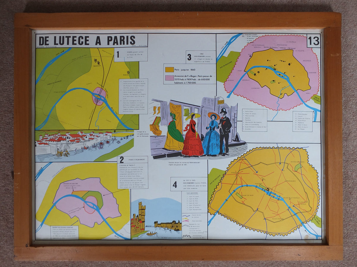 Original Vintage Rossignol French school poster gothic architecture lutece paris church cathedral masonry 1960s wall art