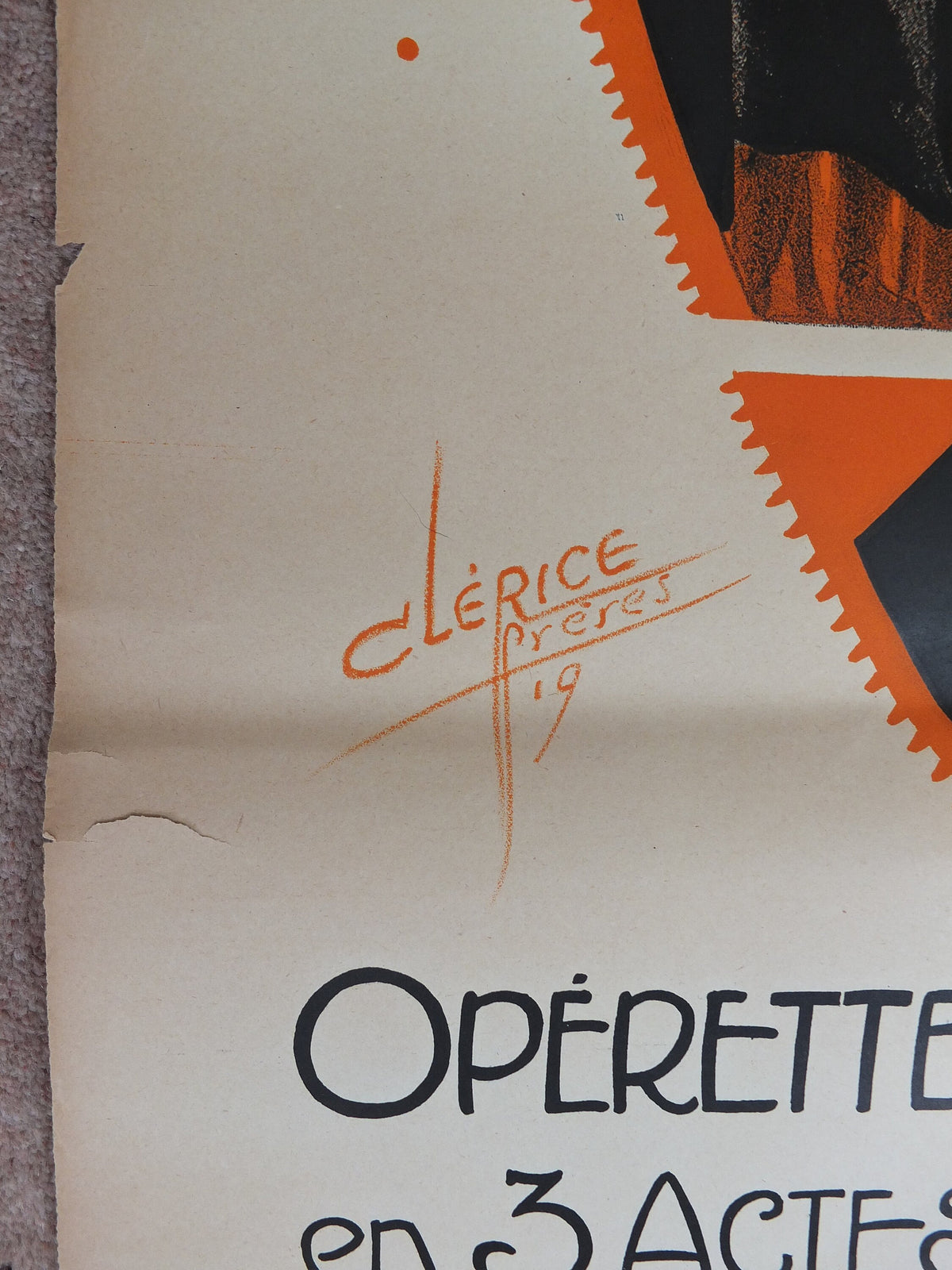 Original Vintage French poster Ni Veuve Ni Joyeuse theatre opera advertising art deco nouveau print Clerise wall art retro 1910s 1919