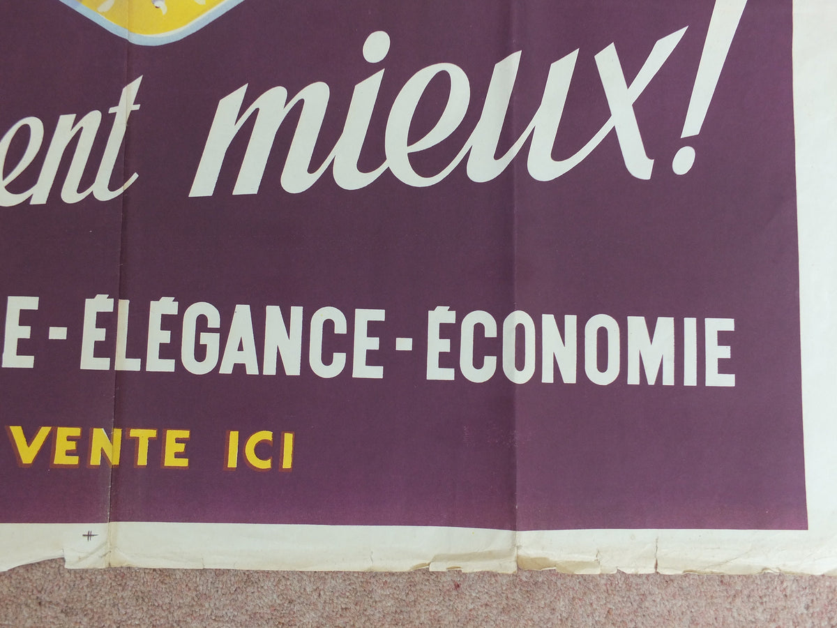 Original Vintage French poster Epeda mattress matelas le matelas a ressorts purple print wall art retro 1950s