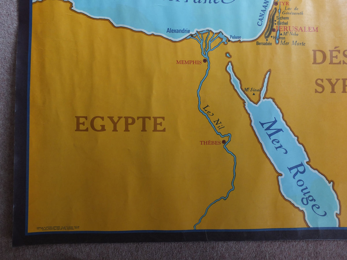 Original Vintage French school poster map Middle East fertile crescent Europe church pentecost Croissant Pentecôte L'église 1960s wall art