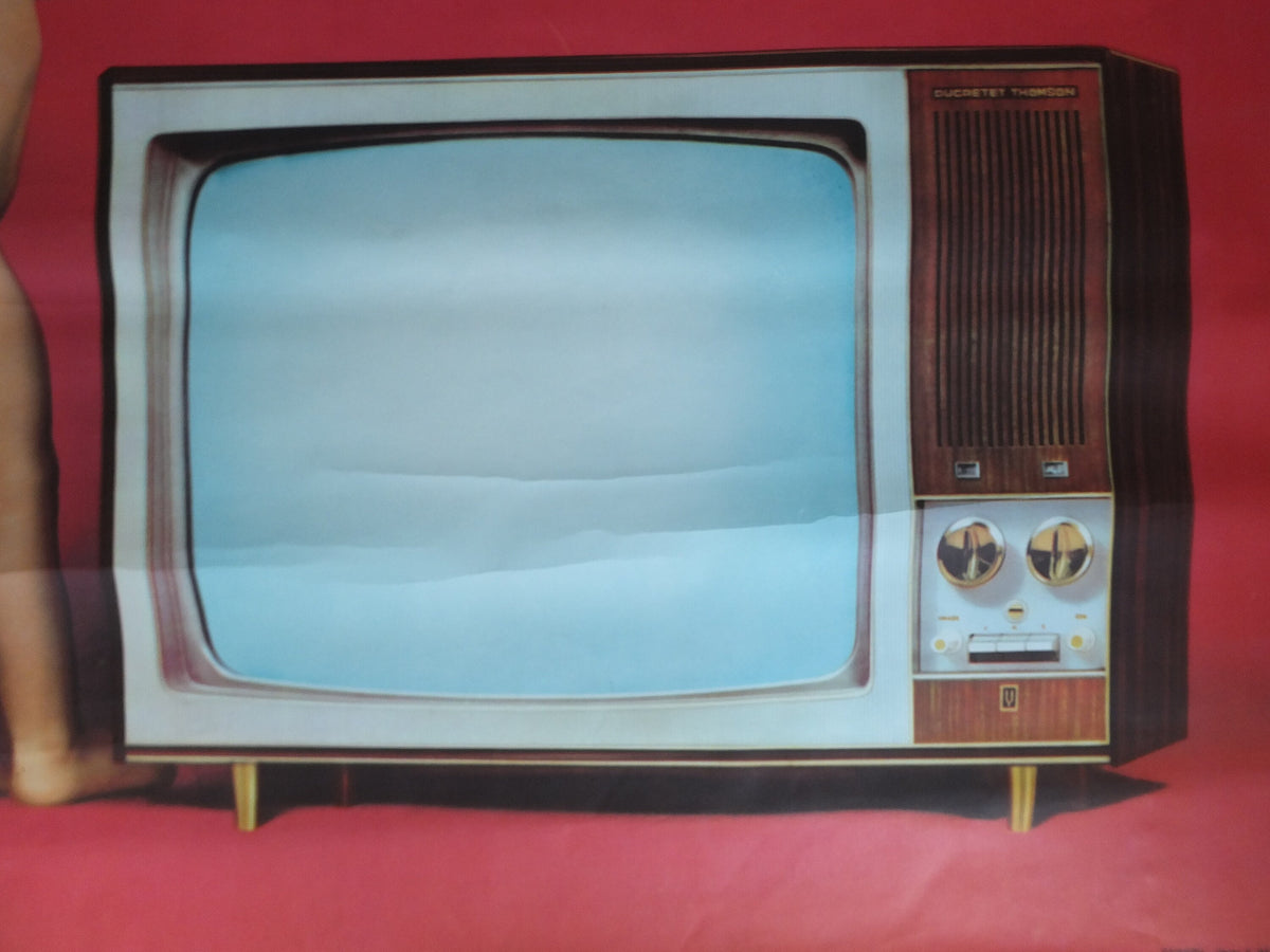 Vintage Baby Poster, French Ducretet Thomson, HOT pink, television j'achete l'avenir future advertising print wall art retro 1960s 1966