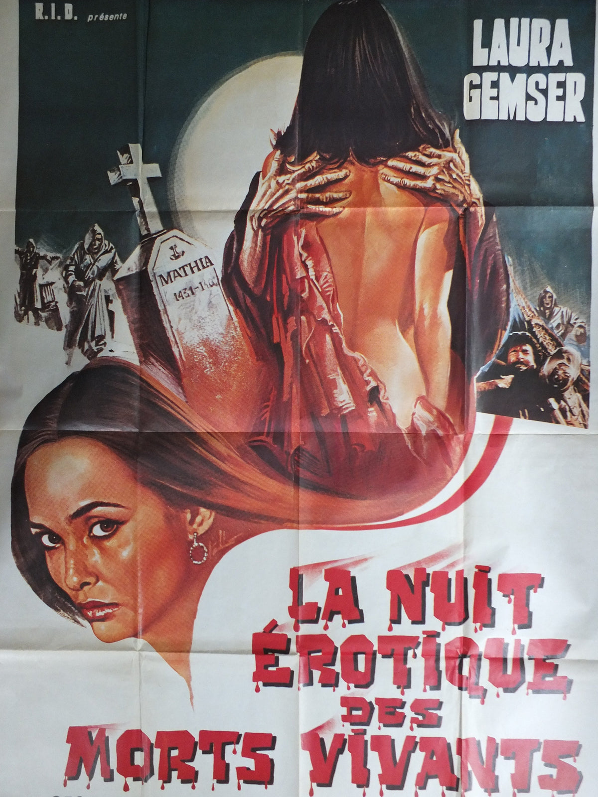 Original Vintage French Movie Poster Erotic Night of the Living Dead 1980 wall art affiche de film Horror Zombie Laura Gemser Joe D'Amato