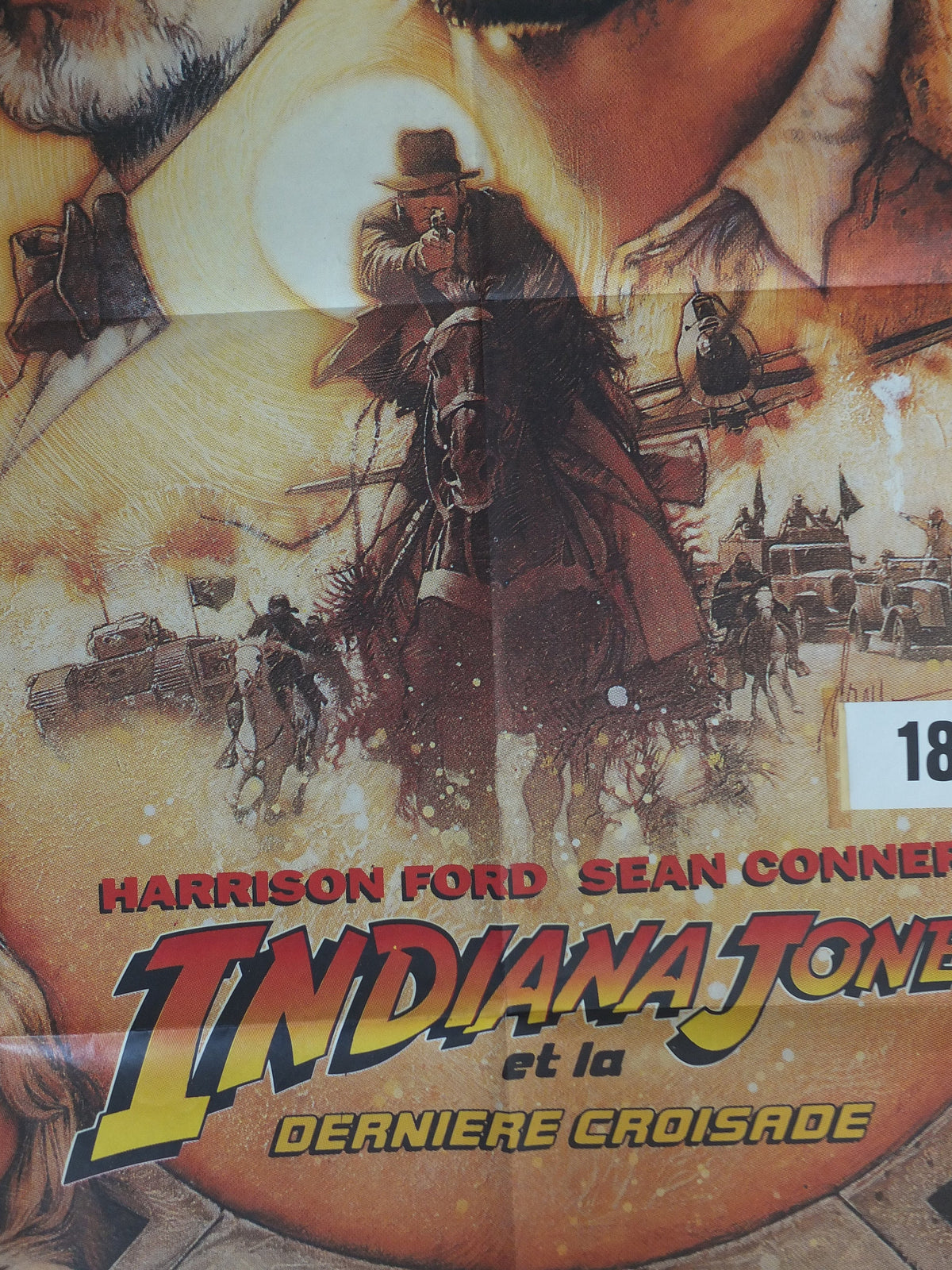 1989 Indiana Jones and the Last Crusade Poster, Original French "Grande" Poster, wall art decor, Harrison Ford, Sean Connery, George Lucas