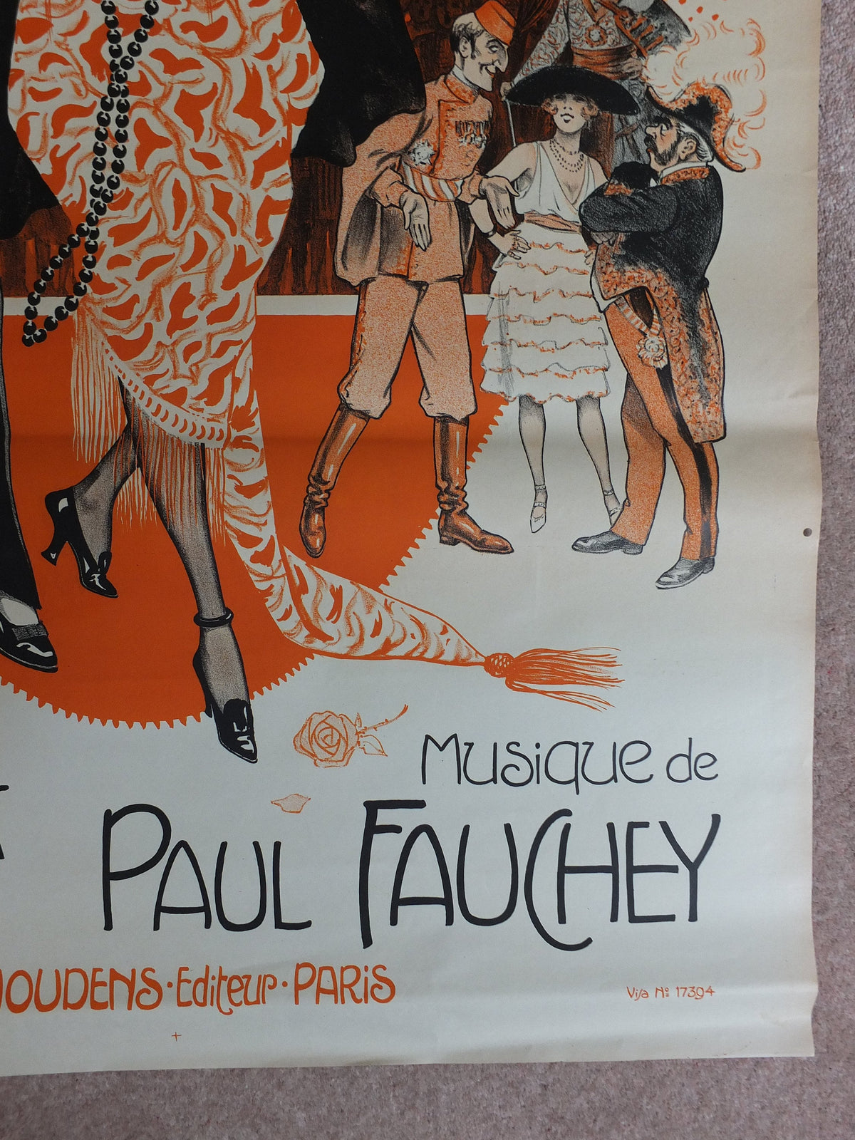 Original Vintage French poster Ni Veuve Ni Joyeuse theatre opera advertising art deco nouveau print Clerise wall art retro 1910s 1919