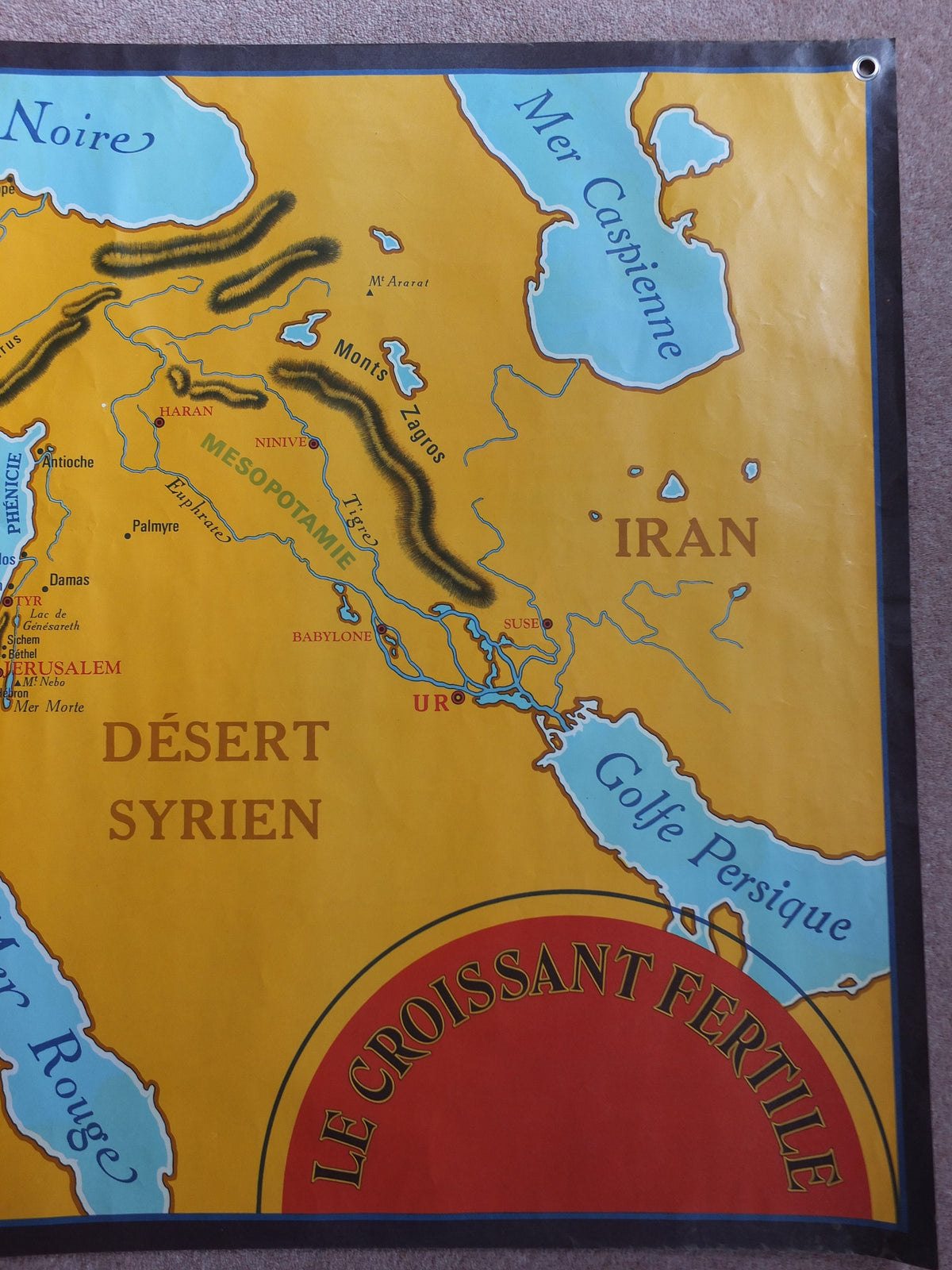 Original Vintage French school poster map Middle East fertile crescent Europe church pentecost Croissant Pentecôte L'église 1960s wall art