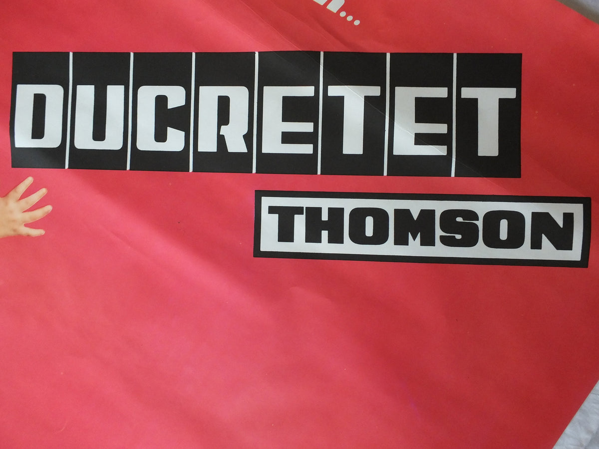 Vintage Baby Poster, French Ducretet Thomson, HOT pink, television j'achete l'avenir future advertising print wall art retro 1960s 1966