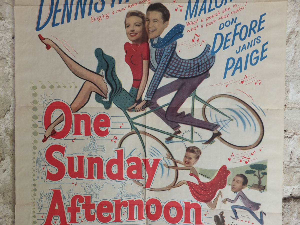 Original Vintage Movie Poster One Sunday Afternoon 1949 1940s wall art romantic bike bicycling cycling US one sheet cinema film memorabilia