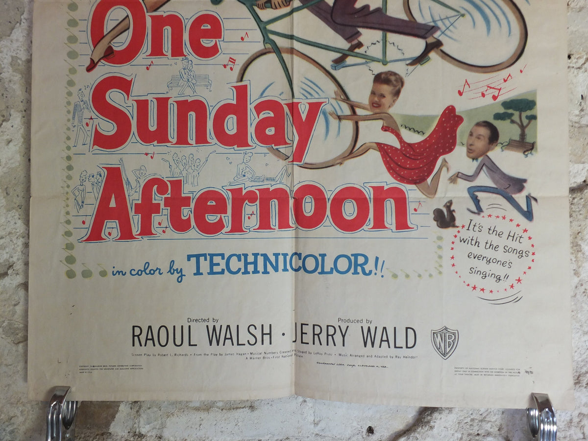 Original Vintage Movie Poster One Sunday Afternoon 1949 1940s wall art romantic bike bicycling cycling US one sheet cinema film memorabilia