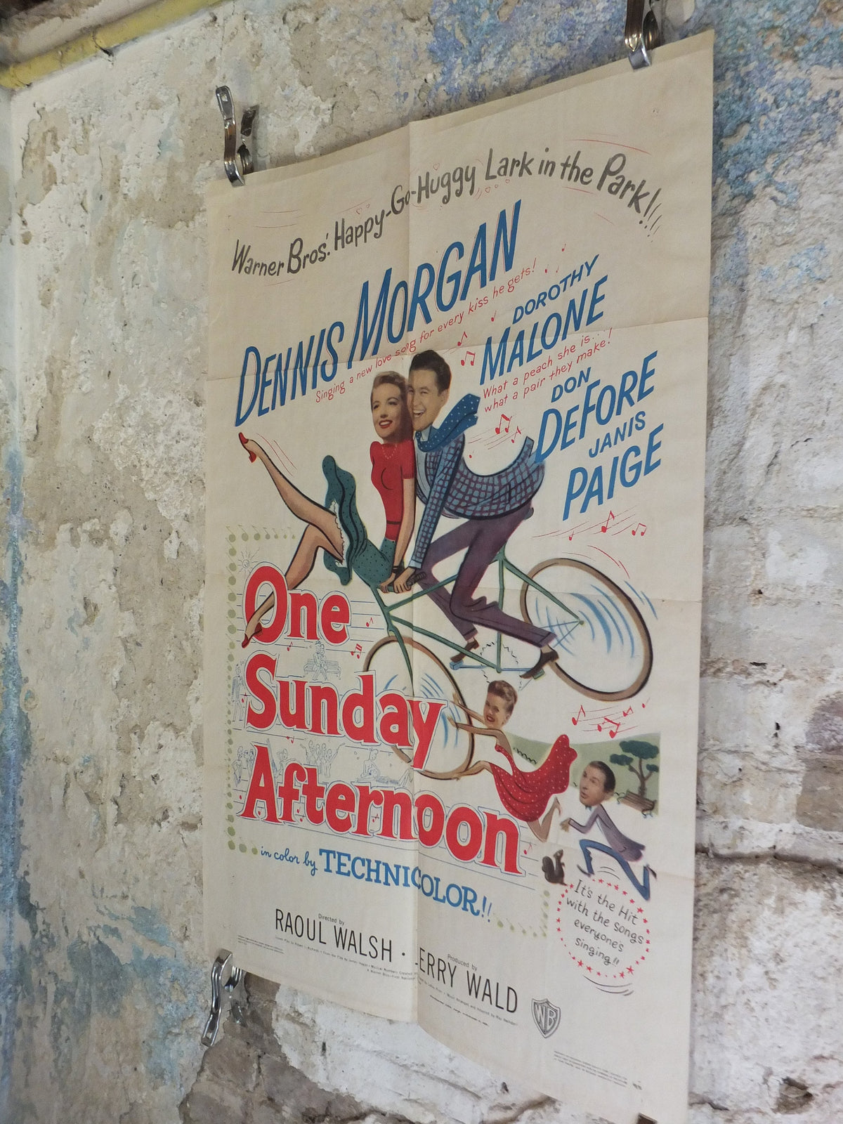 Original Vintage Movie Poster One Sunday Afternoon 1949 1940s wall art romantic bike bicycling cycling US one sheet cinema film memorabilia
