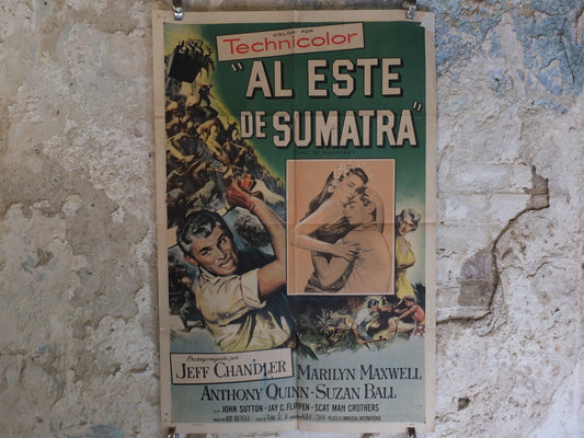 Original Vintage Movie Poster East of Sumatra 1957 1950s wall art action machete love fighting mine US one sheet cinema film memorabilia
