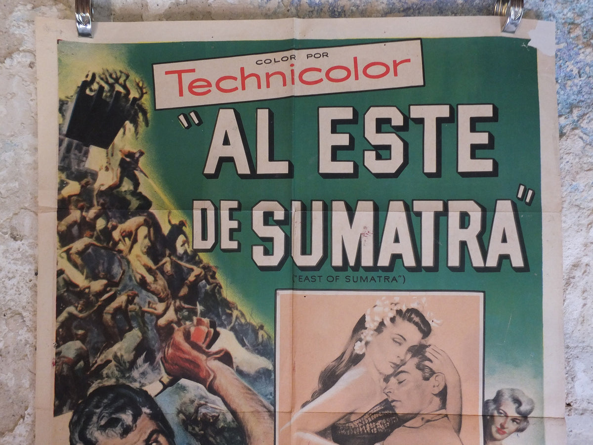 Original Vintage Movie Poster East of Sumatra 1957 1950s wall art action machete love fighting mine US one sheet cinema film memorabilia