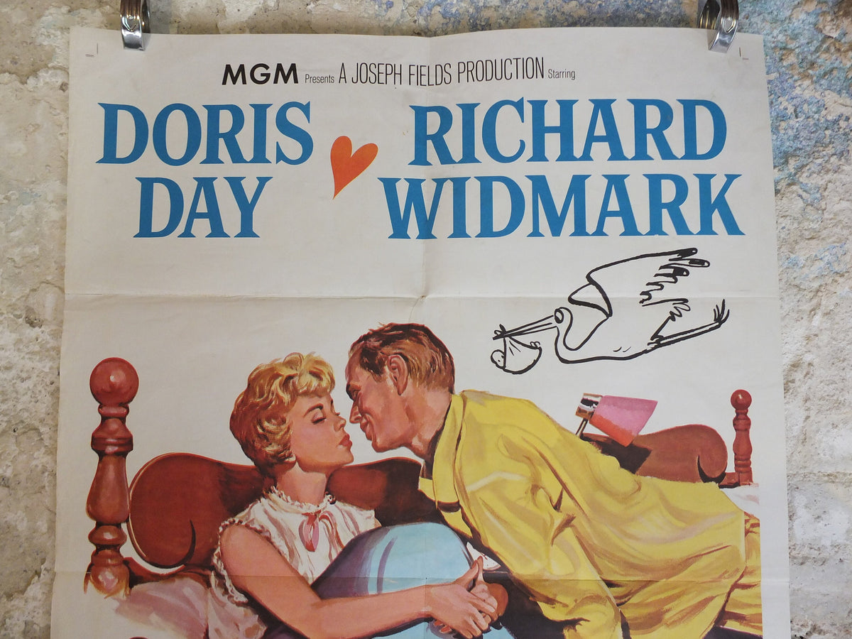 Original Vintage Movie Poster The Tunnel of Love 1958 1950s wall art Doris Day kiss stork baby sex US one sheet cinema film memorabilia