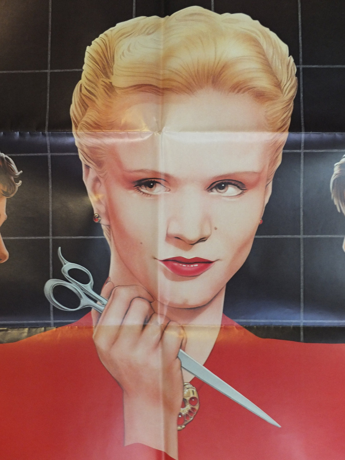 Original Vintage Movie Poster The 4th Fourth Man 1983 1980s wall art red blonde platinum red scissors US one sheet cinema film memorabilia