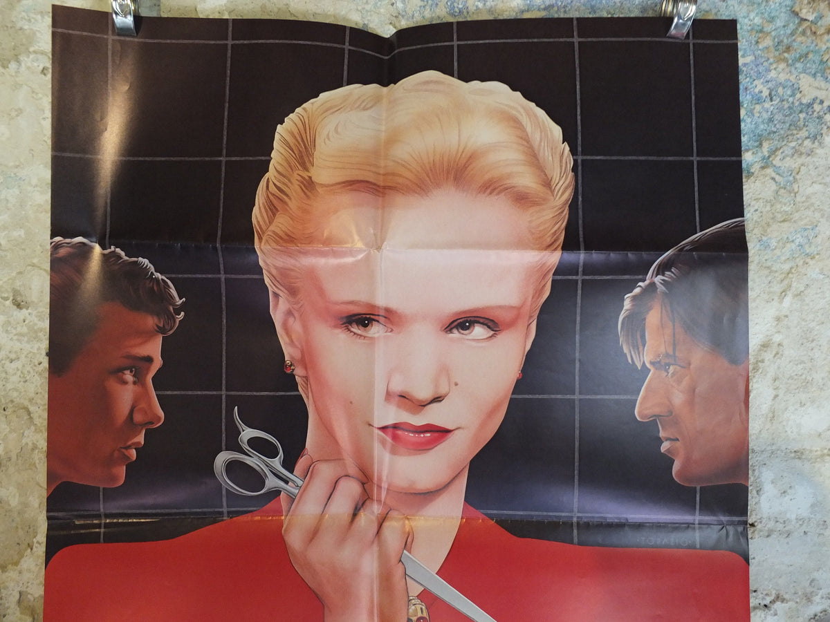 Original Vintage Movie Poster The 4th Fourth Man 1983 1980s wall art red blonde platinum red scissors US one sheet cinema film memorabilia