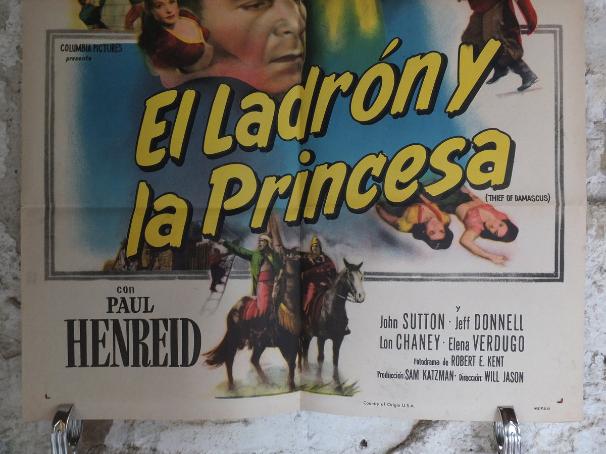 Original Vintage Movie Poster Thief of Damascus 1952 1950s wall art aladdin sinbad ali baba saracen US one sheet cinema film memorabilia