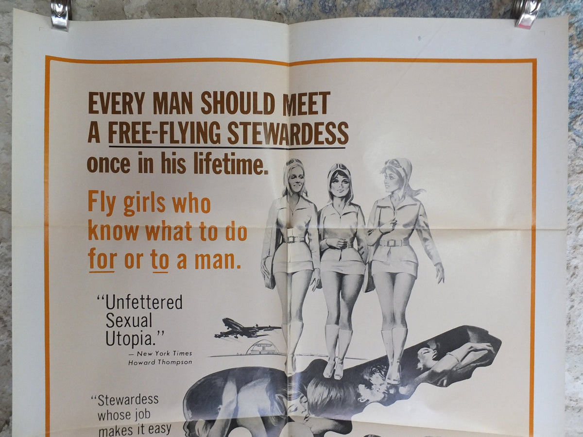 Original Vintage Movie Poster Swedish Fly Girls 1971 1970s wall art air hostess stewardess man cave US one sheet cinema film memorabilia