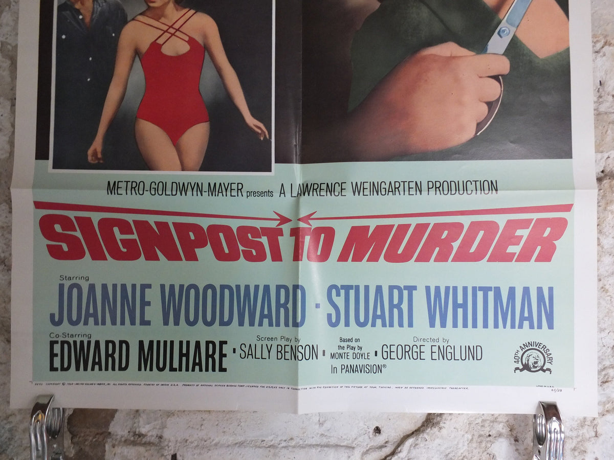 Original Vintage Movie Poster Signpost to Murder 1965 1960s wall art mystery crime thriller whodunit US one sheet cinema film memorabilia