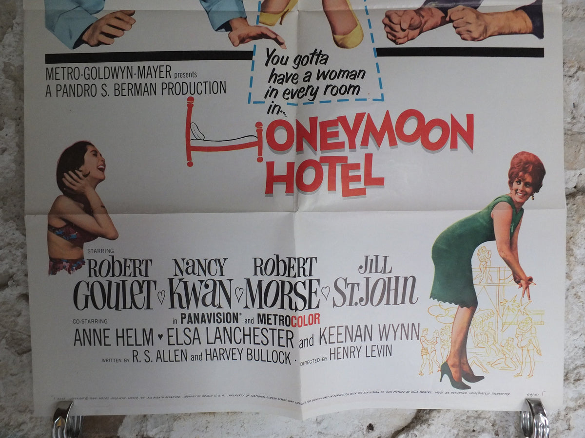 Original Vintage Movie Poster Honeymoon Hotel 1964 1960s wall art women affair lust lewd stag wedding US one sheet cinema film memorabilia