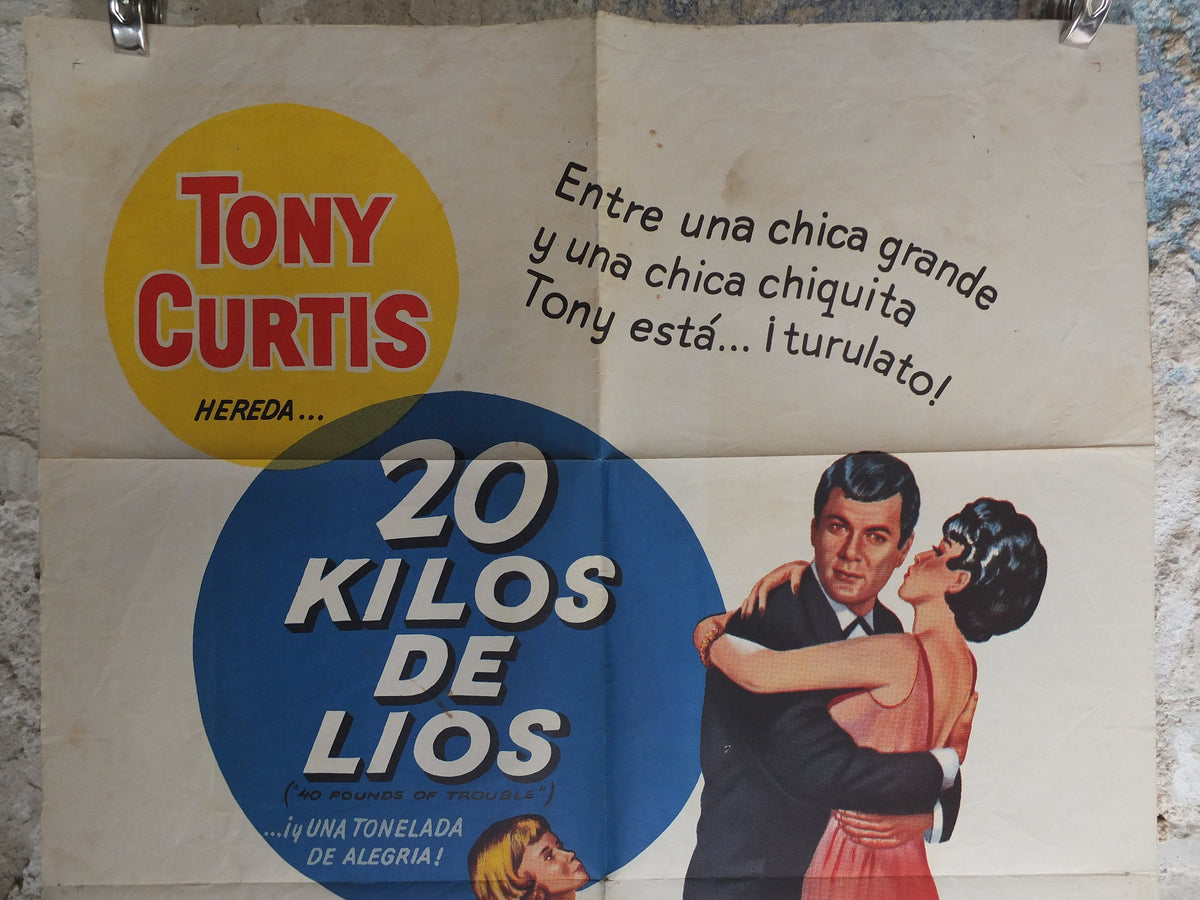 Original Vintage Movie Poster 40 Pounds of Trouble 1963 1960s wall art Tony Curtis parents mum dad kid US one sheet cinema film memorabilia
