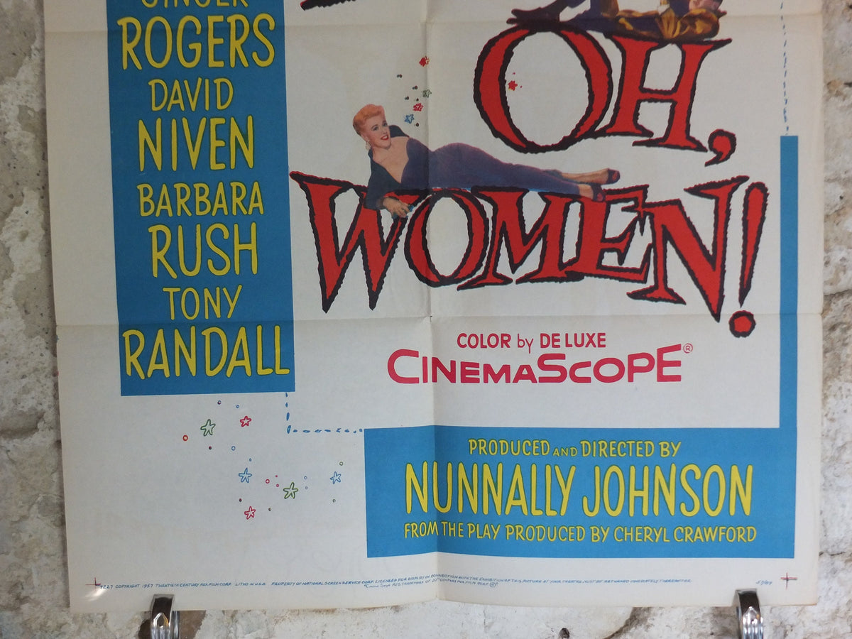 Original Vintage Movie Poster Oh Men Oh Women 1957 1950s wall art Ginger Rogers David Niven love comedy US one sheet cinema film memorabilia