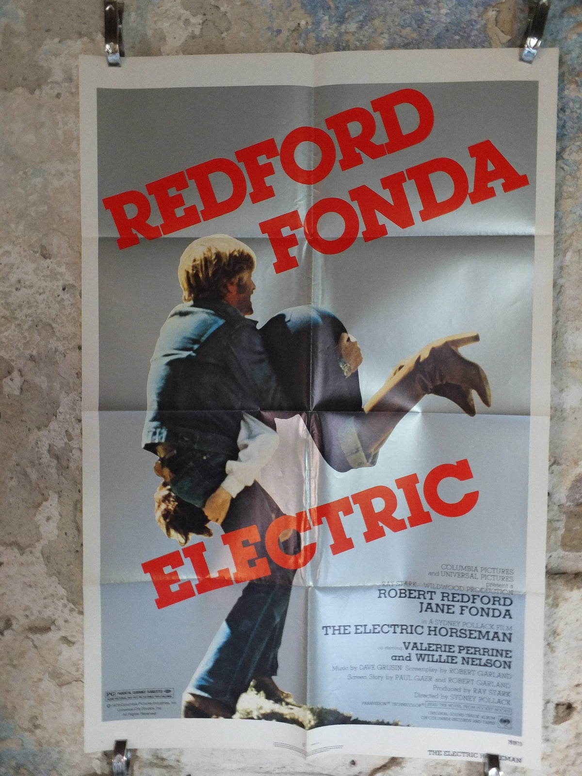 Original Vintage Movie Poster Electric 1979 1970s wall art Robert Redford Jane Fonda horse equestrian US one sheet cinema film memorabilia