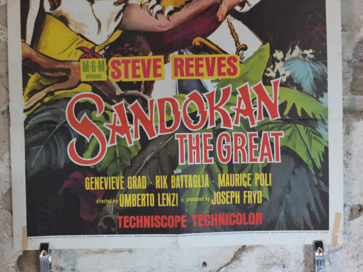 Original Vintage Movie Poster Sandokan the Great 1965 1960s wall art Malaysia India Tiger turban dagger US one sheet cinema film memorabilia