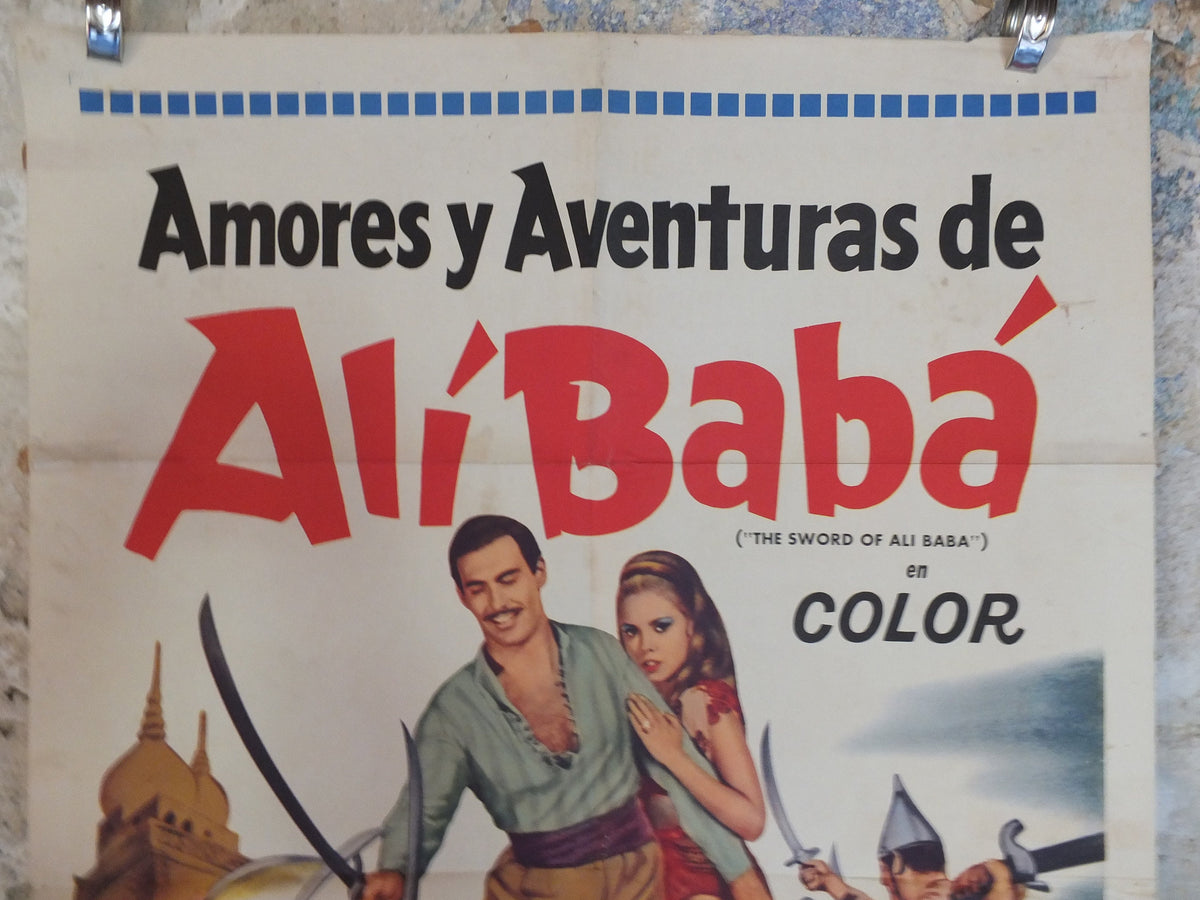 Original Vintage Movie Poster The Sword of Ali Baba 1965 1960s wall art Spanish 40 thieves fight sword US one sheet cinema film memorabilia