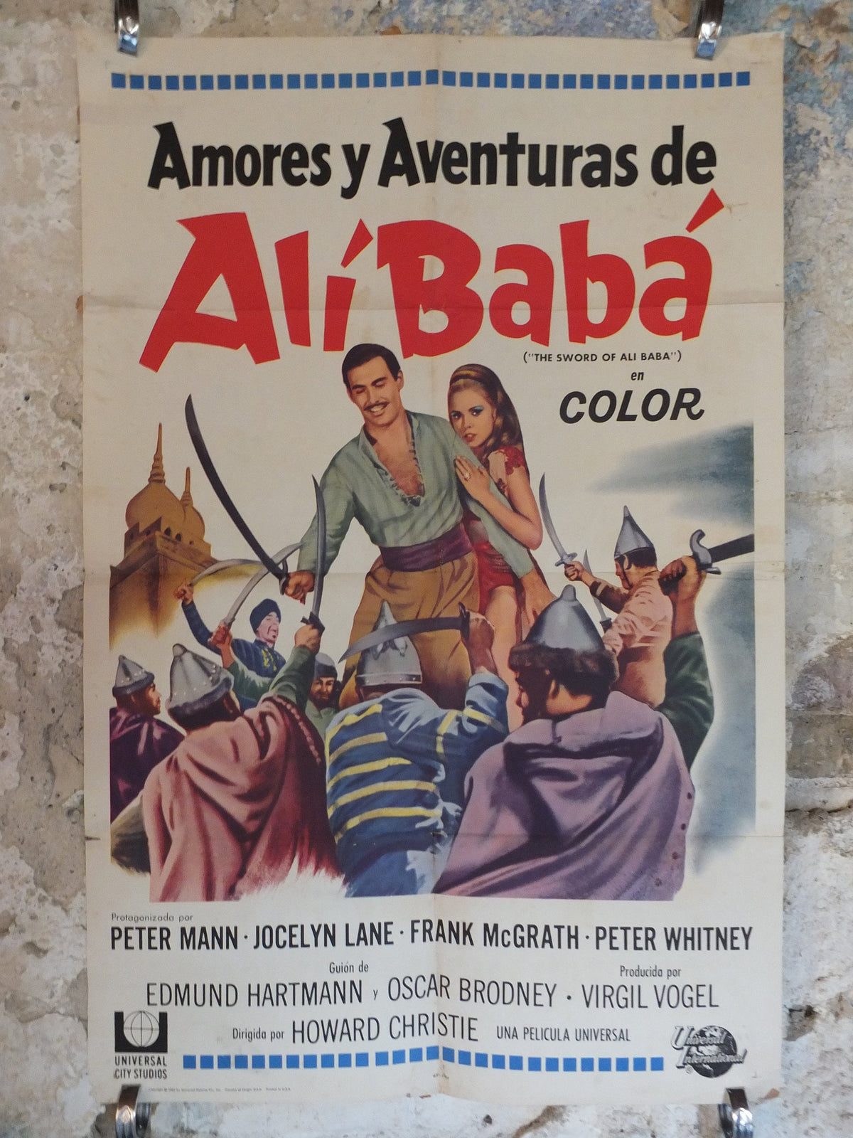 Original Vintage Movie Poster The Sword of Ali Baba 1965 1960s wall art Spanish 40 thieves fight sword US one sheet cinema film memorabilia