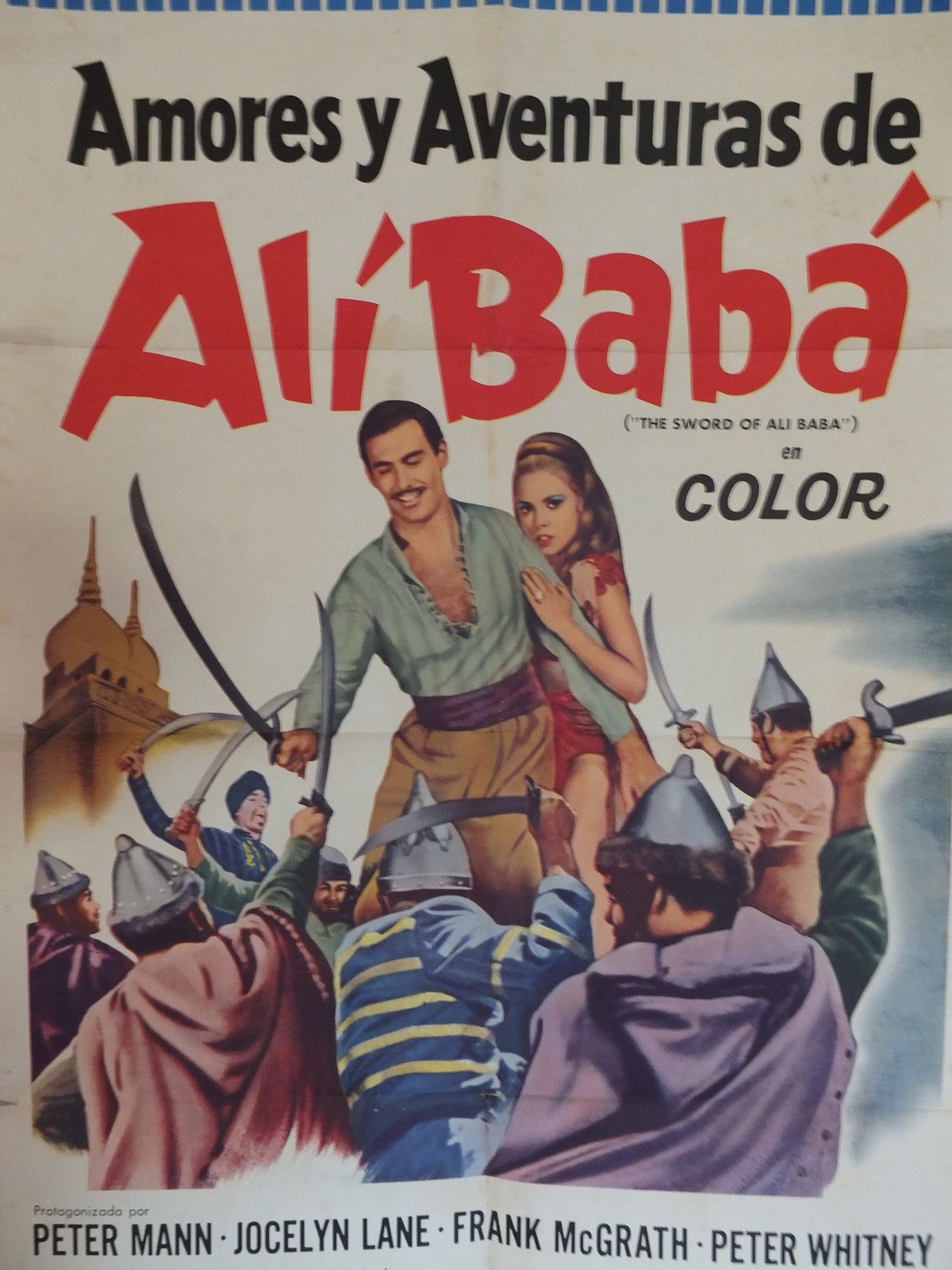 Original Vintage Movie Poster The Sword of Ali Baba 1965 1960s wall art Spanish 40 thieves fight sword US one sheet cinema film memorabilia