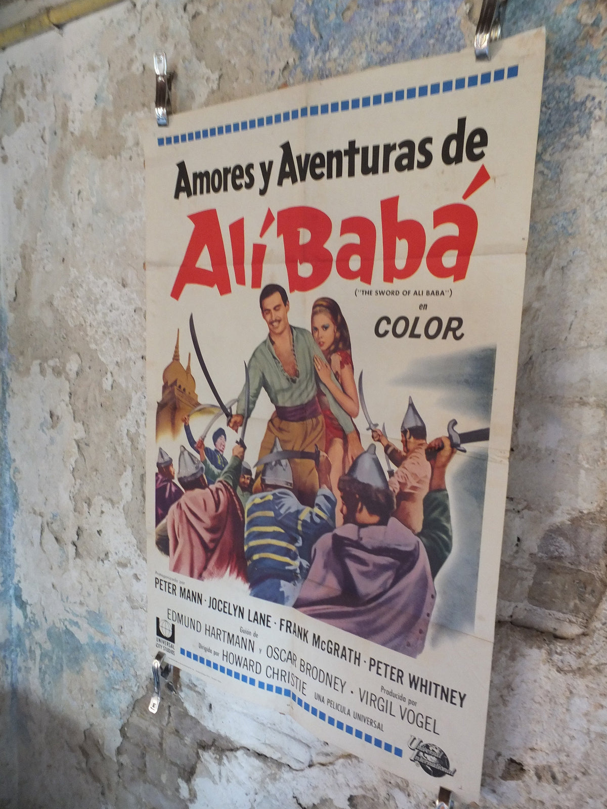 Original Vintage Movie Poster The Sword of Ali Baba 1965 1960s wall art Spanish 40 thieves fight sword US one sheet cinema film memorabilia