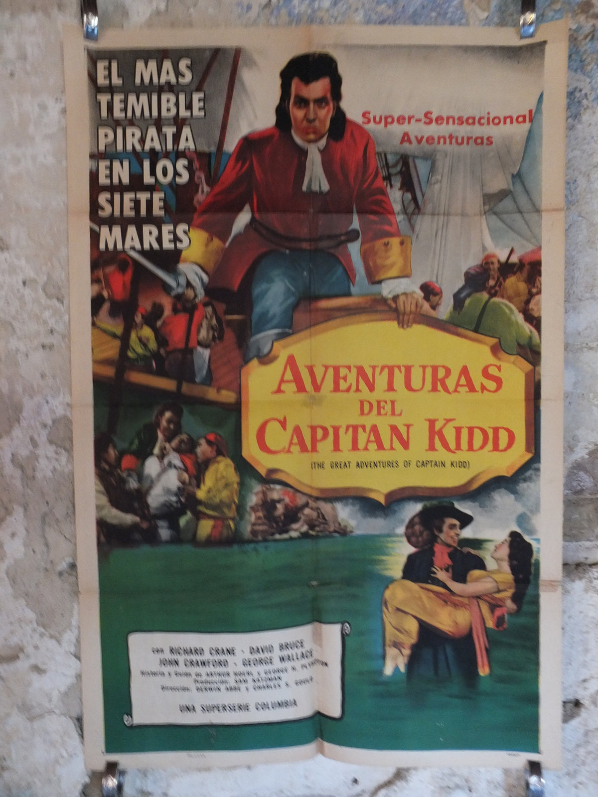 Original Vintage Movie Poster The Great Adventures of Captain Kidd 1953 1950s wall art pirates ship US one sheet cinema film memorabilia