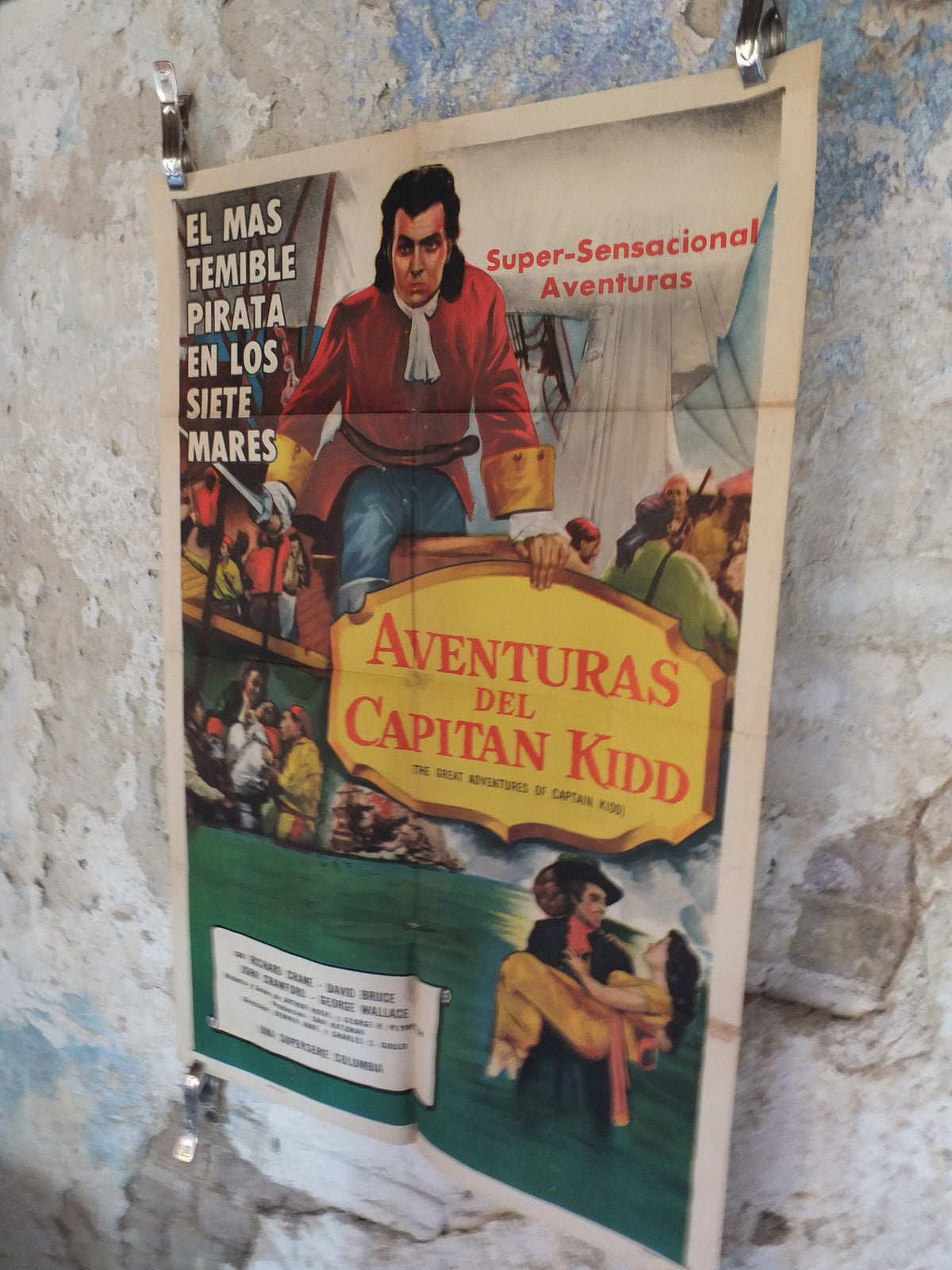 Original Vintage Movie Poster The Great Adventures of Captain Kidd 1953 1950s wall art pirates ship US one sheet cinema film memorabilia