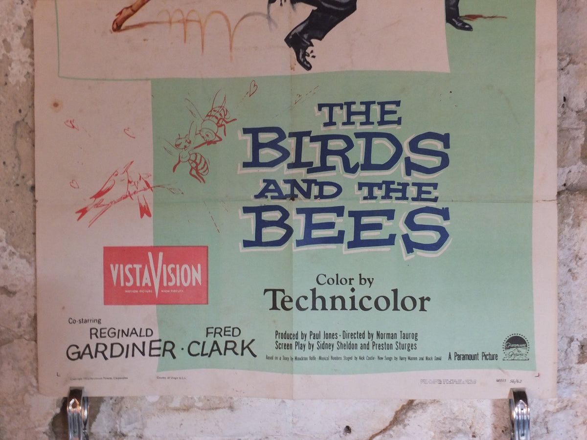 Original Vintage Movie Poster The Birds and the Bees 1956 1950s wall art love guitar music David Niven US one sheet cinema film memorabilia