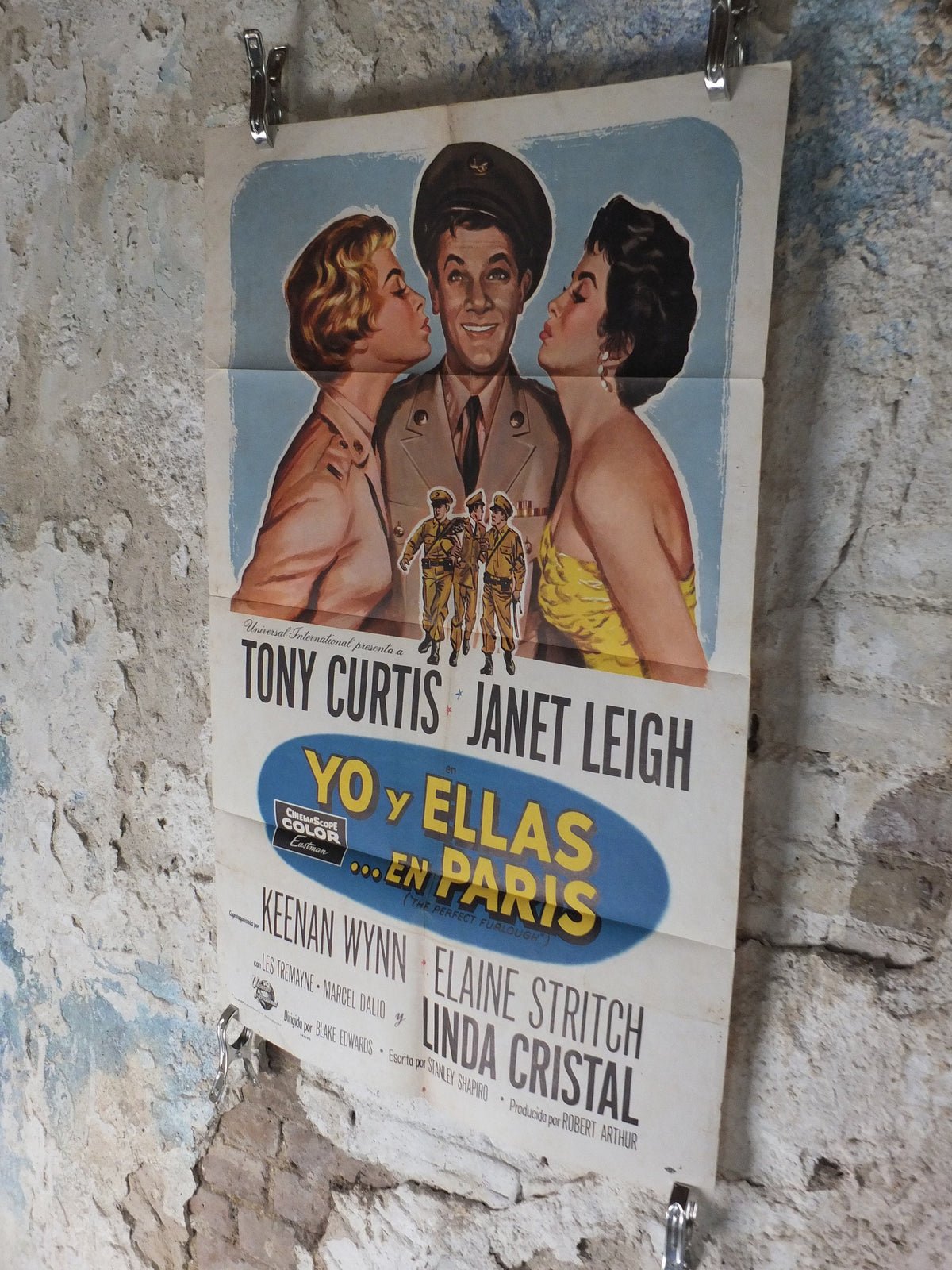 Original Vintage Movie Poster The Perfect Furlong Spanish Tony Curtis Janet Leigh 1958 1950s wall art US one sheet cinema film memorabilia