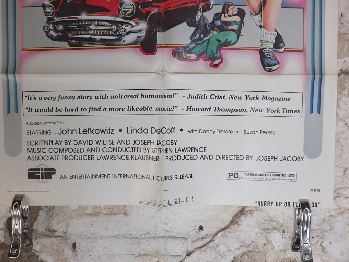 Original Vintage Movie Poster Hurry up or I'll be 30 1973 1970s wall art 30th birthday de vito red car US one sheet cinema film memorabilia