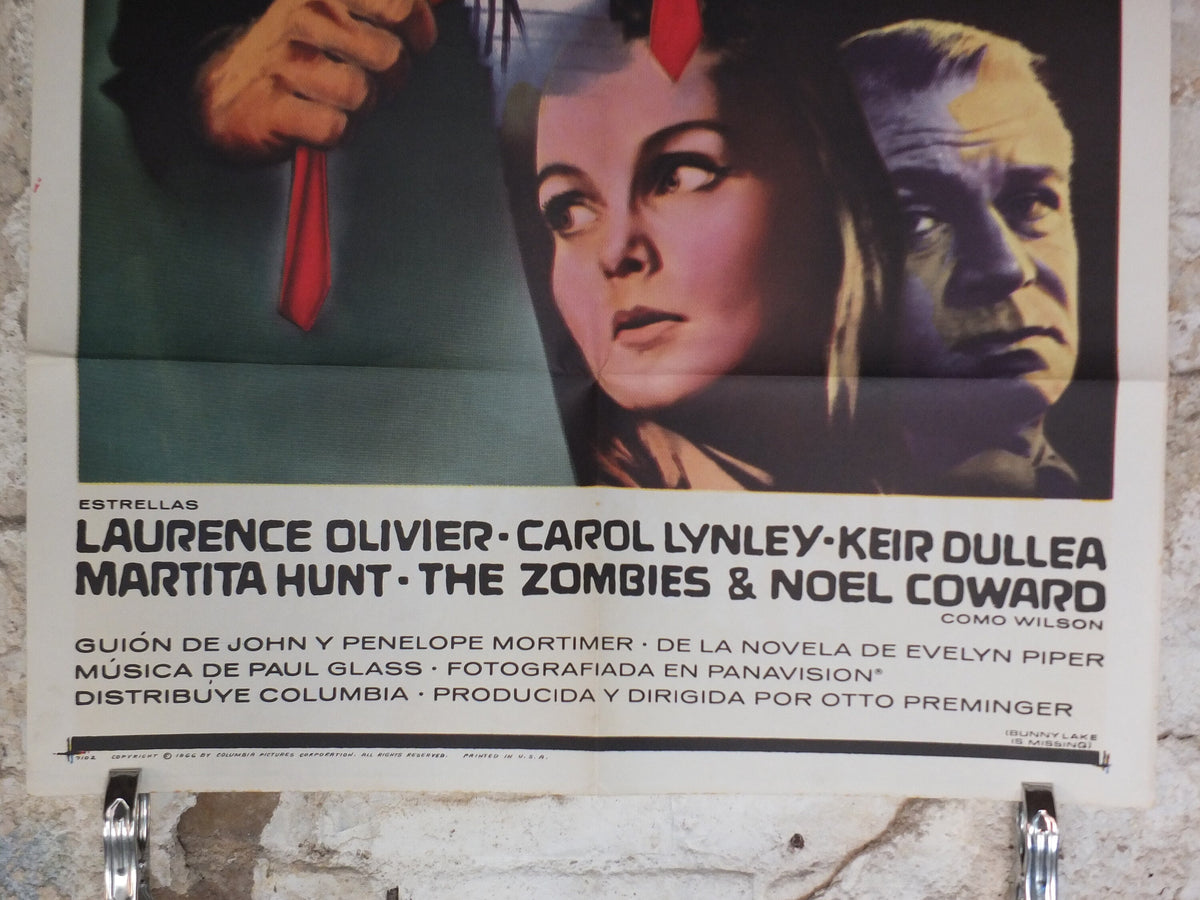 Original Vintage Movie Poster Bunny Lake is Missing 1965 1960s wall art Laurence Olivier murder mystery US one sheet cinema film memorabilia