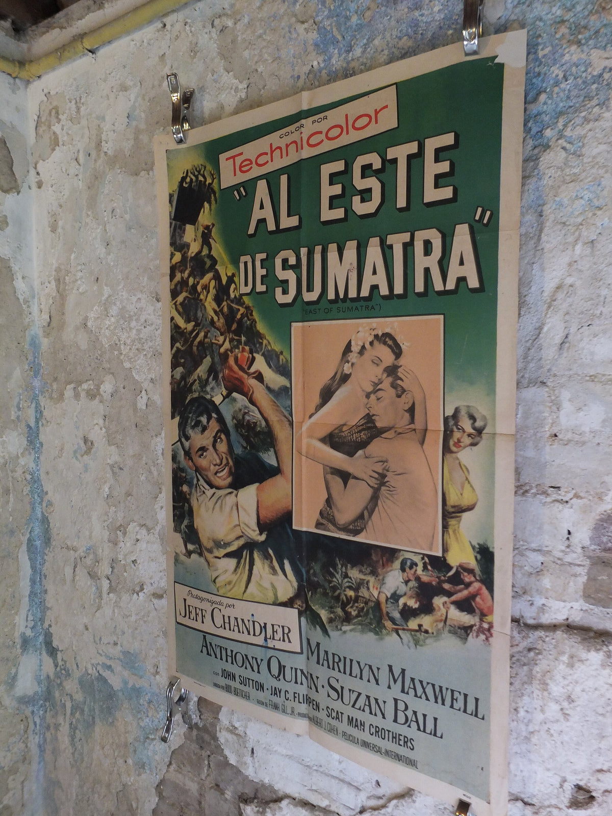 Original Vintage Movie Poster East of Sumatra 1957 1950s wall art action machete love fighting mine US one sheet cinema film memorabilia