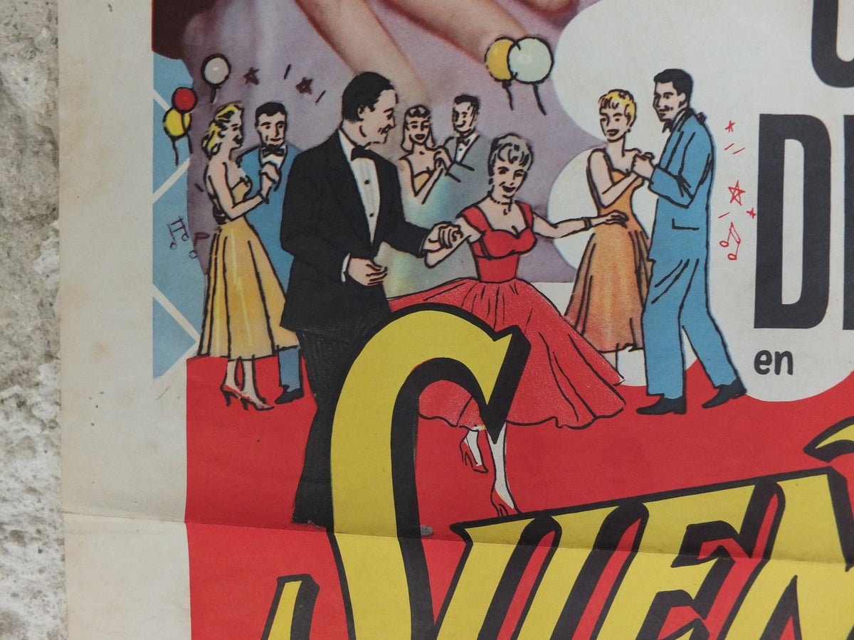 Original Vintage Movie Poster This Happy Feeling Debbie Reynolds 1958 1950s dance hugs Spanish wall art US one sheet cinema film memorabilia
