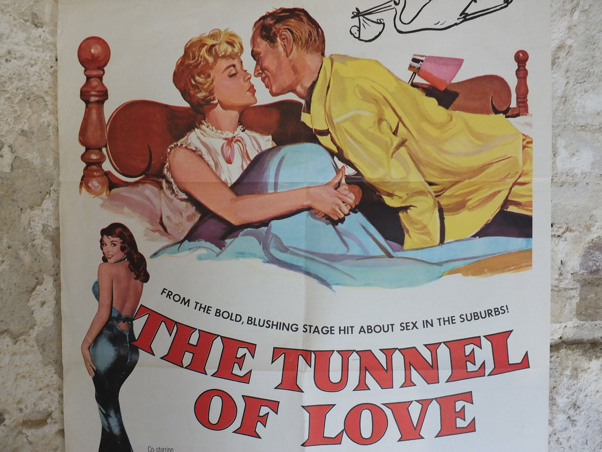 Original Vintage Movie Poster The Tunnel of Love 1958 1950s wall art Doris Day kiss stork baby sex US one sheet cinema film memorabilia