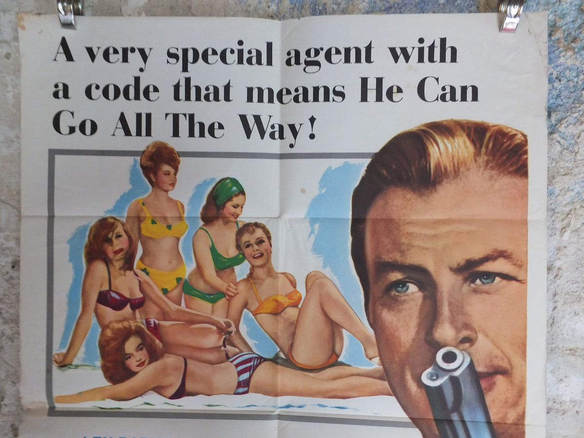 Original Vintage Movie Poster Code 7 Victim 5 1964 1960s wall art secret agent bikini gun 007 bond US one sheet cinema film memorabilia