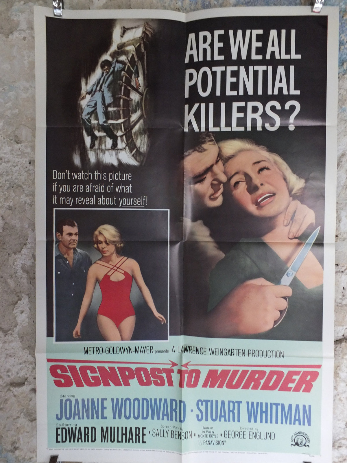 Original Vintage Movie Poster Signpost to Murder 1965 1960s wall art mystery crime thriller whodunit US one sheet cinema film memorabilia