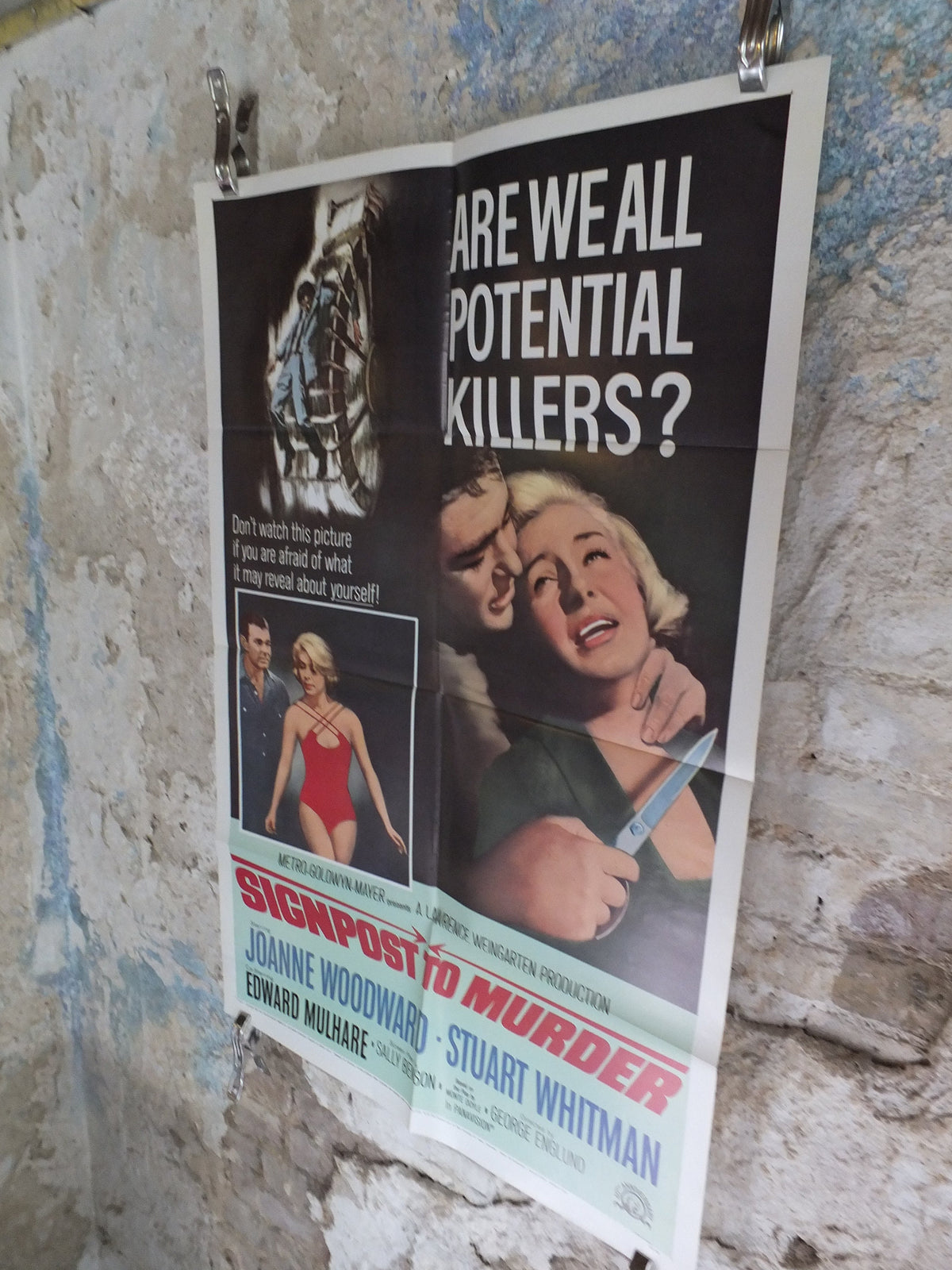 Original Vintage Movie Poster Signpost to Murder 1965 1960s wall art mystery crime thriller whodunit US one sheet cinema film memorabilia